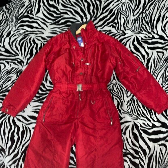 Vintage 90s 80s couloir women’s red ski snow mountaineering jumpsuit outfit - Picture 3 of 17